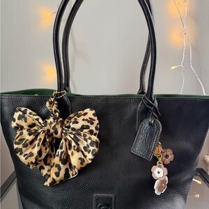 Dooney & Bourke Black Tote with Leopard Bow